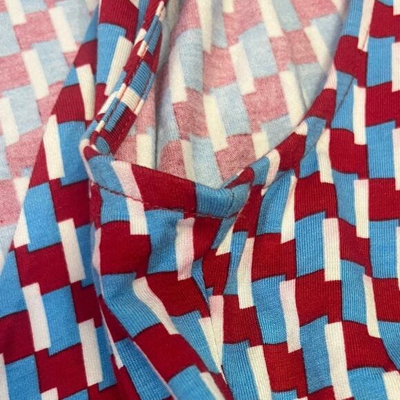 Diane von Furstenberg Maxi Wrap Dress Red/Blue Geometric Print Size‎ S Viscose - Picture 7 of 14